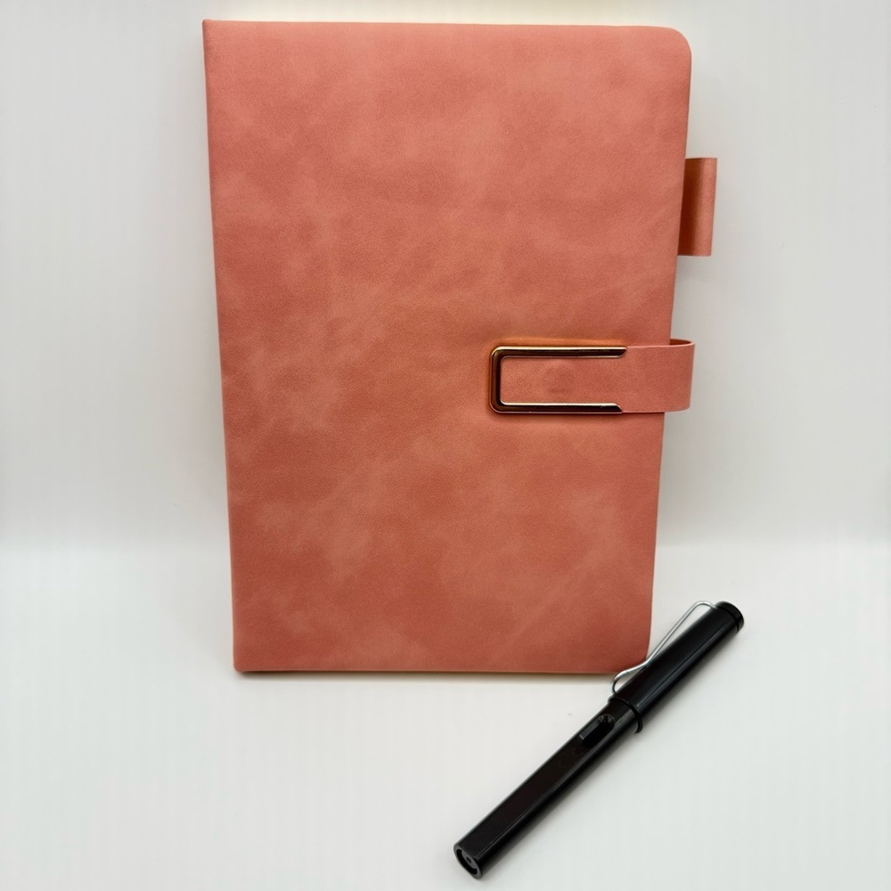 Vintage A5 Leather Notebook Pink Soft Cover & Bookmark - Picture 4 of 5